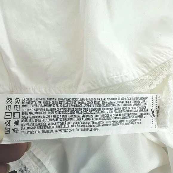 Forever 21 White Cotton Lace Trim V Neck  Babydoll Dress Size Small Angel Bride - Picture 11 of 11